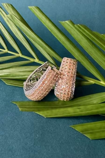 Nayaab By Sonia Gold Plated Stones Oro Anneau Twisted Earrings Online at Aza Fashions Nayaab By Sonia_Gold Plated Stones Oro Anneau Twisted Earrings _Online_at_Aza_Fashions