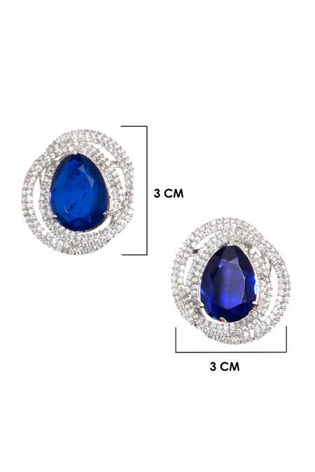 Round Four Artificial Diamond Ear Stud Earrings Men Simple - Temu