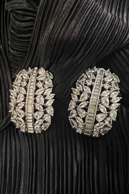 Buy Silver Plated Chandelier Earrings Studded With Faux Diamond By Aster  KALKI Fashion India