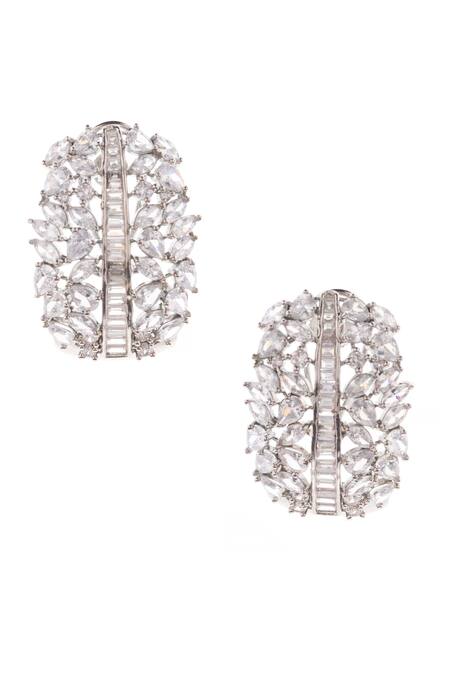 NLH LANDAU STATEMENT CZ COCKTAIL EARRINGS FAUX DIAMOND & SAPPHIRE GOLD  PLATE | eBay