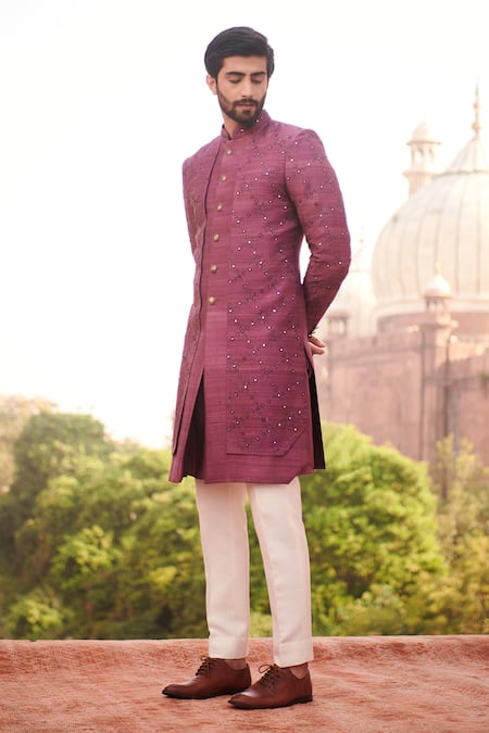 Philocaly Gazal Mirror Work Achkan Set 