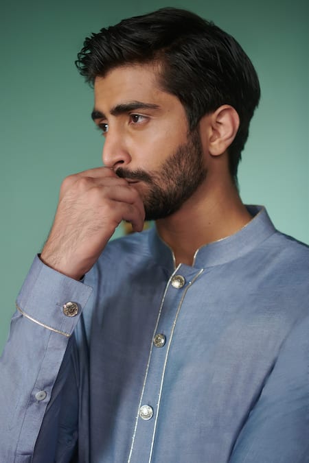 Philocaly Frosty Pipe Work Kurta 