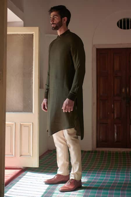 Philocaly Harit Asymmetric Embroidered Kurta 