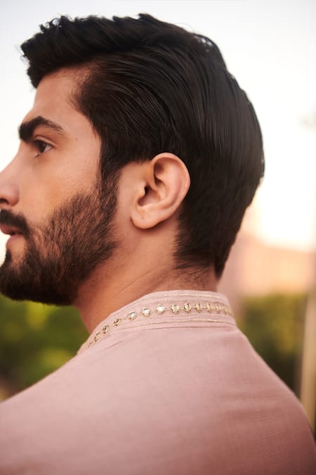 Shop Philocaly Pink Cotton, Silk Embroidery, Mirrors Kirney Kurta at Aza Fashions Shop_Philocaly_Pink Cotton, Silk Embroidery, Mirrors Kirney Kurta _at_Aza_Fashions