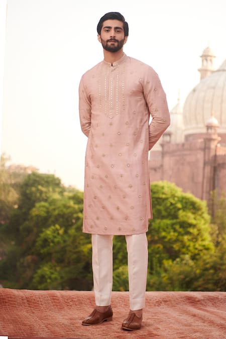 Buy Philocaly Pink Cotton, Silk Embroidery, Mirrors Kirney Kurta Online at Aza Fashions Buy_Philocaly_Pink Cotton, Silk Embroidery, Mirrors Kirney Kurta _Online_at_Aza_Fashions