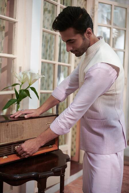 Shop Philocaly Purple Cotton, Silk Mauve Ombre Bundi And Kurta Set Online at Aza Fashions Shop_Philocaly_Purple Cotton, Silk Mauve Ombre Bundi And Kurta Set _Online_at_Aza_Fashions