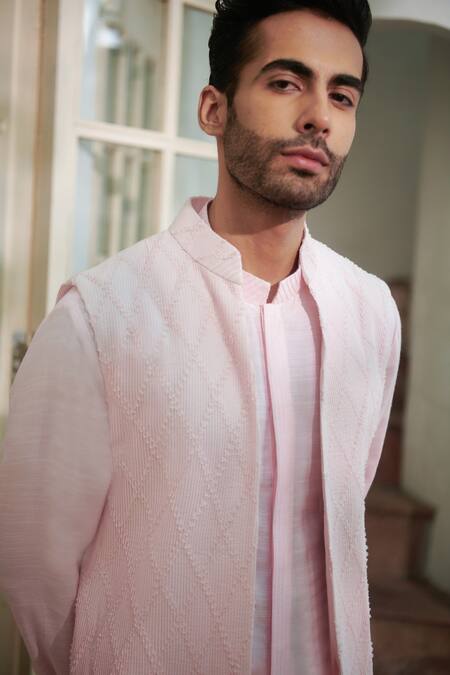 Buy Philocaly Pink Cotton, Silk Solid Bundi Online at Aza Fashions Buy_Philocaly_Pink Cotton, Silk Solid Bundi _Online_at_Aza_Fashions