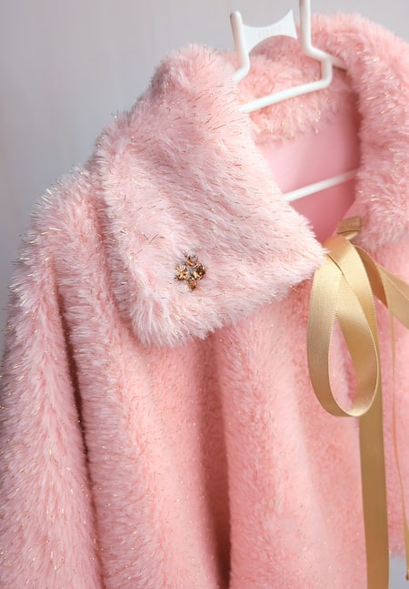 Ruchika Lath Label Gold Stone Embellished Faux Fur Cape 