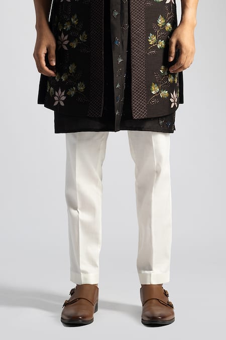 Buy PAARSH Brown Cotton, Bamboo Embroidery Tonal Nehru Jacket Set Online at Aza Fashions Buy_PAARSH_Brown Cotton, Bamboo Embroidery Tonal Nehru Jacket Set _Online_at_Aza_Fashions