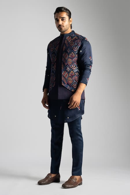 Navy blue clearance nehru jacket