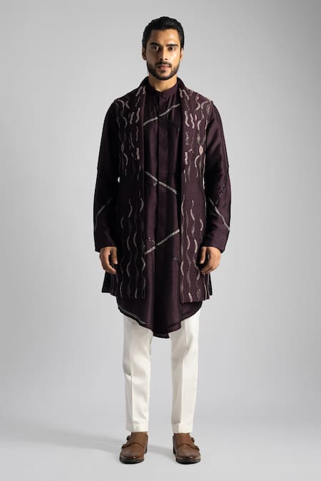 Paarsh Sequin & Thread Embroidered Nehru Jacket Set 