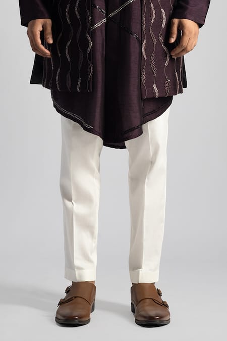 PAARSH Purple Cotton, Bamboo Sequins Embroidered Nehru Jacket Set Online at Aza Fashions PAARSH_Purple Cotton, Bamboo Sequins Embroidered Nehru Jacket Set _Online_at_Aza_Fashions