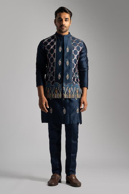 Paarsh Motif Embroidered Nehru Jacket Set 