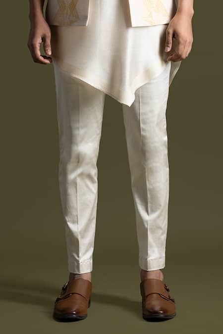 PAARSH Cream Cotton, Bamboo Embroidery Kurta Set With Nehru Jacket Online at Aza Fashions PAARSH_Cream Cotton, Bamboo Embroidery Kurta Set With Nehru Jacket _Online_at_Aza_Fashions