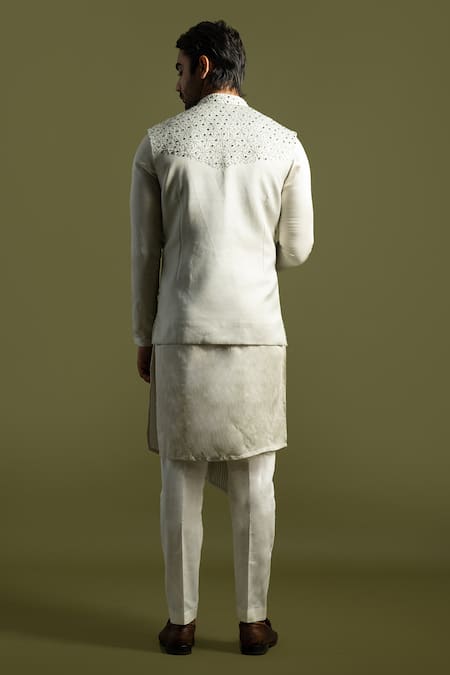 PAARSH Grey Embroidered Bundi Jacket 