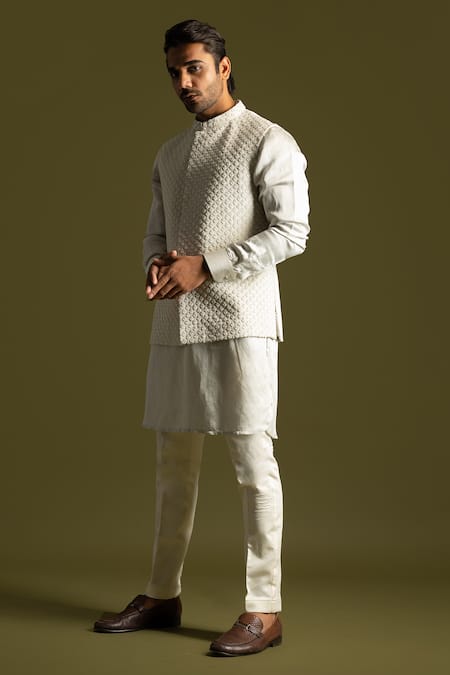 Buy PAARSH Gray Linen, Satin Embroidery Cutdana Grey Nehru Jacket Online at Aza Fashions Buy_PAARSH_Gray Linen, Satin Embroidery Cutdana Grey Nehru Jacket _Online_at_Aza_Fashions