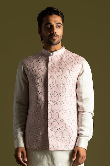 PAARSH Geometric Embroidered Nehru Jacket 