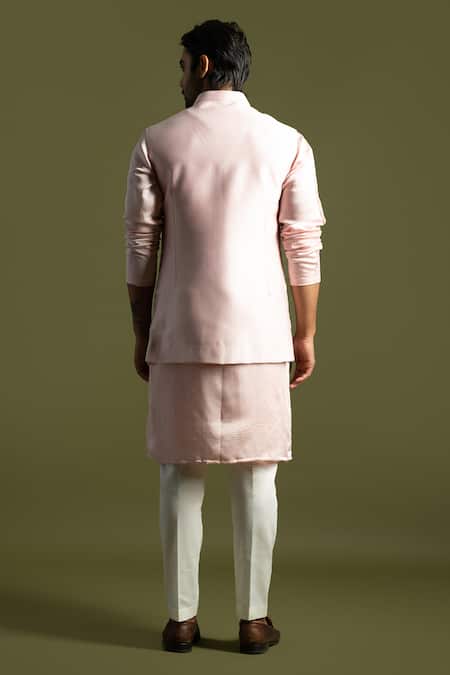 Shop PAARSH Pink Chanderi Embroidery Floral Bundi at Aza Fashions Shop_PAARSH_Pink Chanderi Embroidery Floral Bundi _at_Aza_Fashions