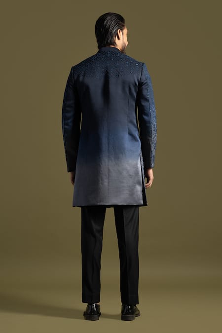 PAARSH French Knot Fleur Embroidered Ombre Achkan With Trouser 