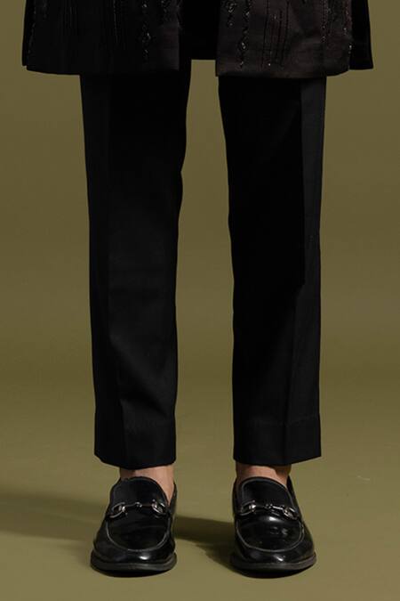 PAARSH_Brown Cotton, Linen, Satin Cut Work, Cosmic Spectra Achkan Trouser Set _Online_at_Aza_Fashions