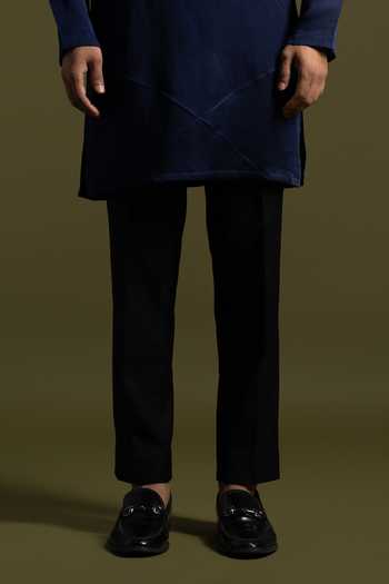 PAARSH Blue Cotton, Linen, Satin Embroidery Horizon Pintucked Kurta With Trouser Online at Aza Fashions PAARSH_Blue Cotton, Linen, Satin Embroidery Horizon Pintucked Kurta With Trouser _Online_at_Aza_Fashions