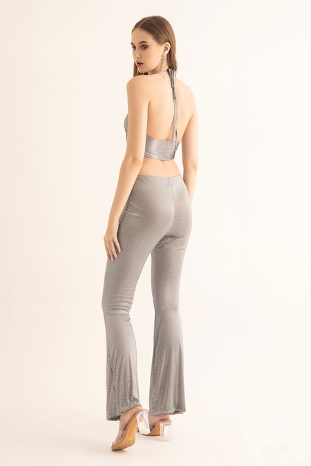 Torqadorn Rhinestone Studded Bell Bottom Pant 