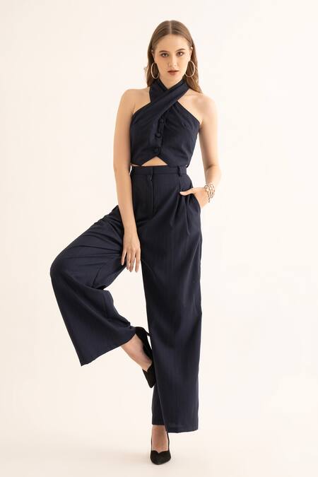 Torqadorn_Blue Pinstripe Pattern Pant _Online_at_Aza_Fashions