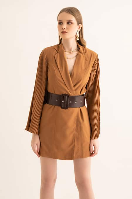 TORQADORN Pleated Sleeve Blazer Dress 