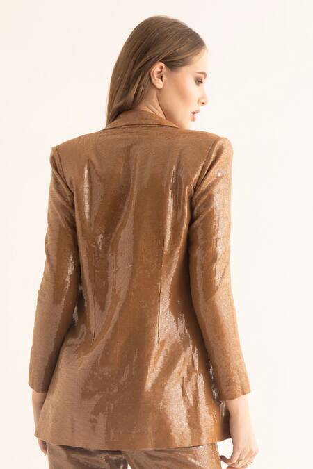 Shop_Torqadorn_Gold Sequins Embroidered Blazer _Online_at_Aza_Fashions