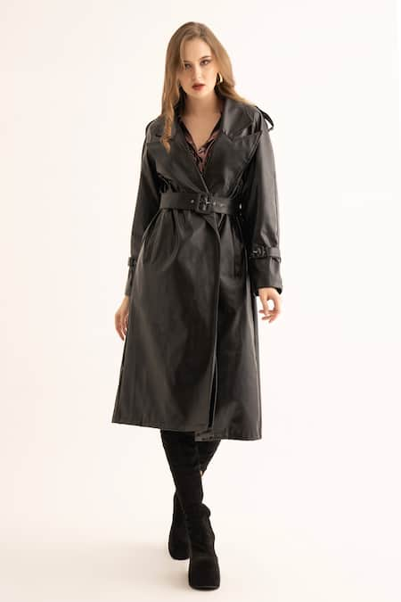 TORQADORN Faux Leather Long Trench Jacket 