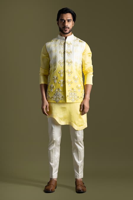 Paarsh Shaded Frenchknot Embroidered Nehru Jacket Set 