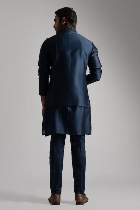 Paarsh Blue Thread Embroidered Nehru Jacket 