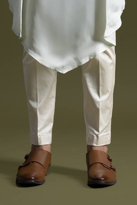 PAARSH Blue Linen, Satin, Cotton Solid Symmetric Drape Kurta With Pant Pyjama Online at Aza Fashions PAARSH_Blue Linen, Satin, Cotton Solid Symmetric Drape Kurta With Pant Pyjama _Online_at_Aza_Fashions