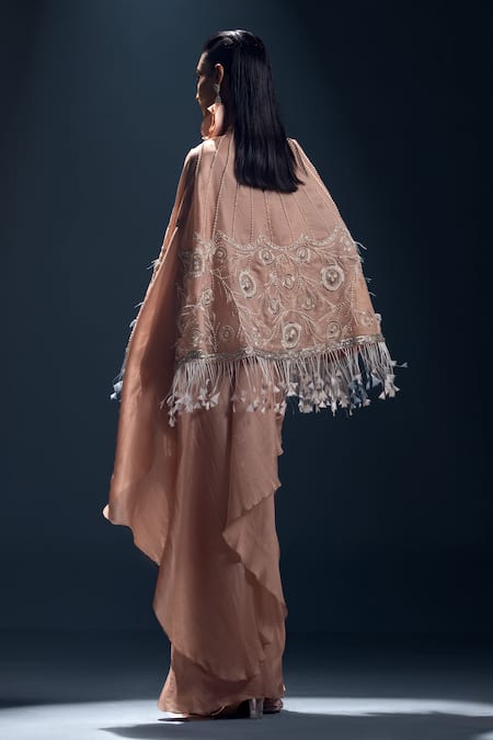 Kavita Arora Pre-Draped Saree Set With Hand Embroidered Cape 