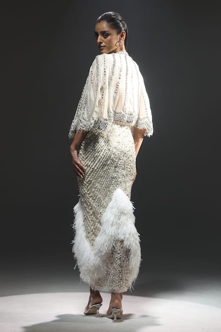 Kavita Arora Hand Embroidered Cape Skirt Set 