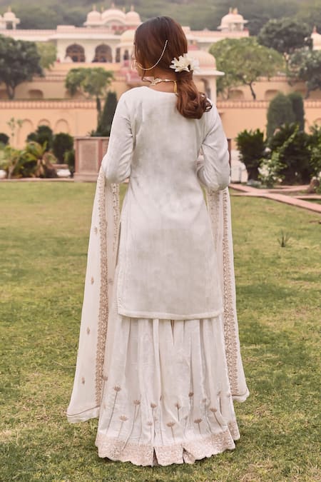 Karaj Jaipur Lily Bahar Dori Embroidered Kurta Sharara Set 