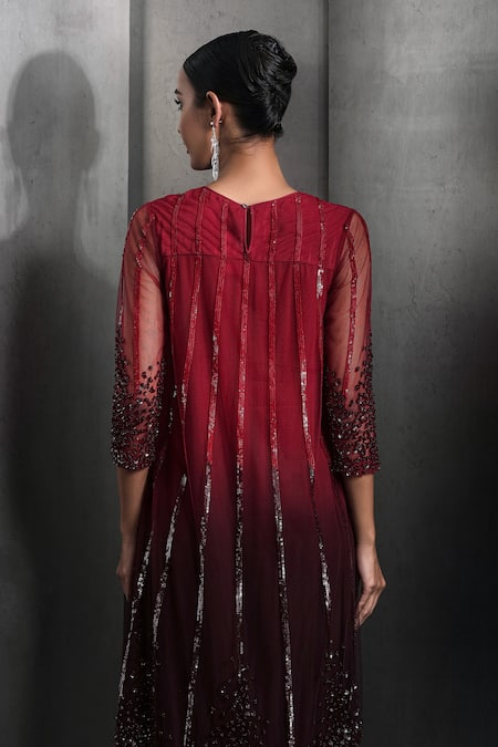 Rohit Gandhi + Rahul Khanna Gradient Sequin Embroidered High-Low Kurta With Pant 