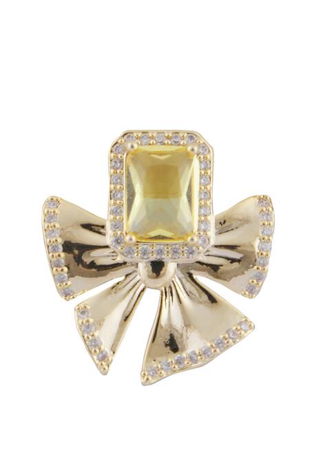 Minaki_Yellow Stones, Cut Work Embellished Stud Earrings_Online_at_Aza_Fashions