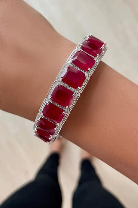 Platinum Emerald Cut Ruby and Diamond Bracelet – Long's Jewelers