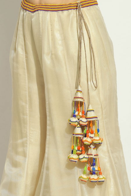 Vandana Sethi Gold Organza Beads, Sequins, Embroidery Sweetheart Neck Work Blouse Sharara Set at Aza Fashions Vandana Sethi_Gold Organza Beads, Sequins, Embroidery Sweetheart Neck Work Blouse Sharara Set _at_Aza_Fashions