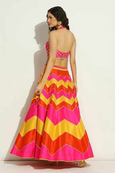 Vandana Sethi Chevron Embroidered Lehenga Set 