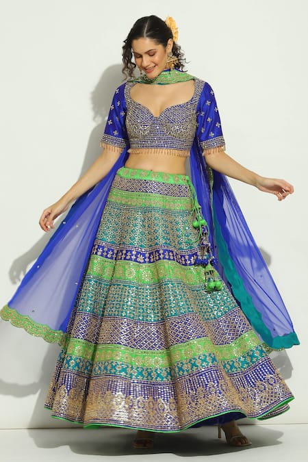 Vandana Sethi Mirror Embroidered Bridal Lehenga Set 