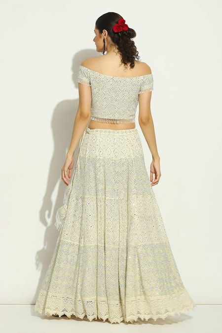 Vandana Sethi Chikankari Work Lehenga Set 
