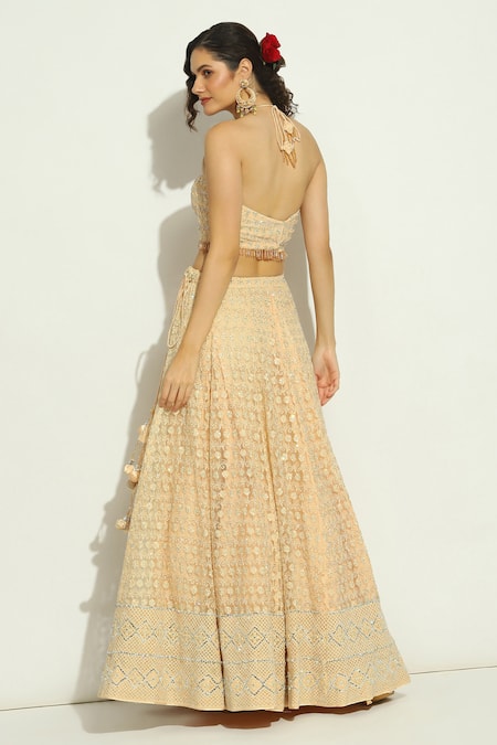 Vandana Sethi Floral Embroidered Lehenga Set 