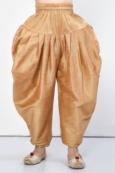 Petite Pomme_Orange Silk Embroidery Thread Collar Kurta Dhoti Pant Set_Online_at_Aza_Fashions