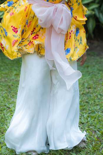 Buy BA BA Baby Clothing CO Yellow Satin Modal Printed Floral Sunshine Bloom Kurta With Sharara Buy_BA BA Baby Clothing CO_Yellow Satin Modal Printed Floral Sunshine Bloom Kurta With Sharara