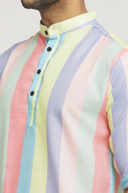 Shop_Arihant Rai Sinha_Multi Color Cotton Stripe Pattern Shirt _Online_at_Aza_Fashions