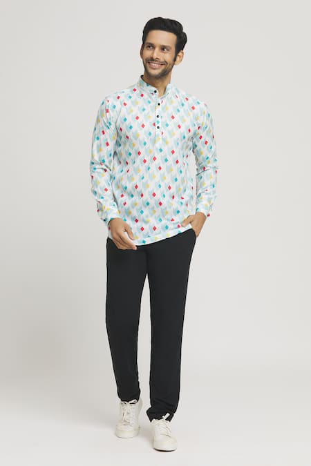 Arihant Rai Sinha Geometric Print Full Sleeve Shirt 