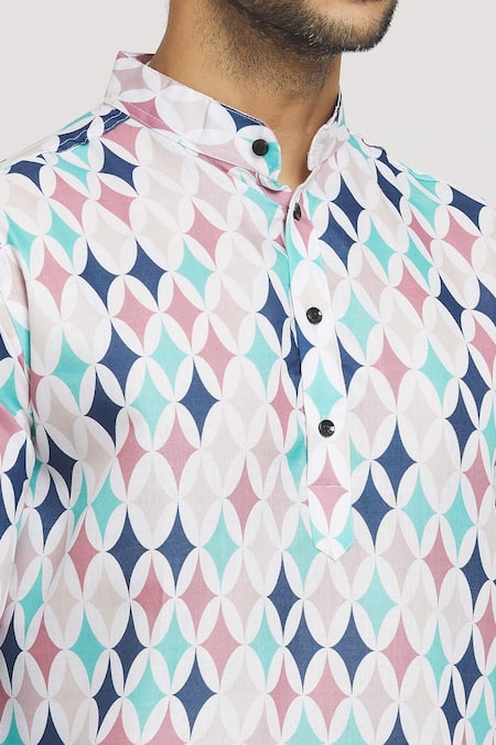 Shop_Arihant Rai Sinha_Multi Color Cotton Diamond Print Shirt _Online_at_Aza_Fashions