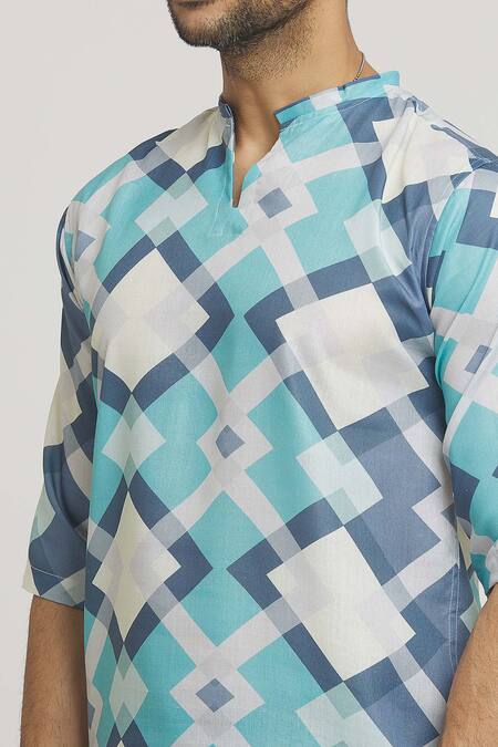 Shop Aryavir Malhotra Multi Color Cotton Abstract Geometric Print Shirt Online at Aza Fashions Shop_Aryavir Malhotra_Multi Color Cotton Abstract Geometric Print Shirt_Online_at_Aza_Fashions